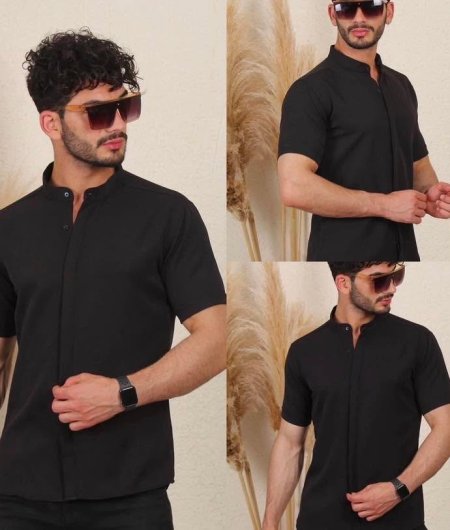 قميص رجالي نص كم قبة صيني