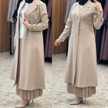 طقم رسمي ثلاث قطع قميص و جكيت و تنورة كسرات
